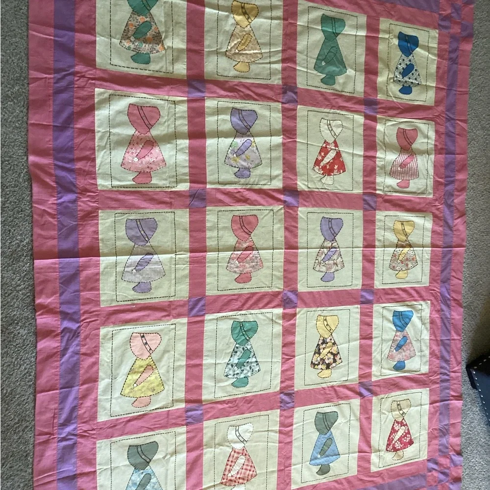 Vintage Sunbonnet Sue Quilt Top 72”x88”